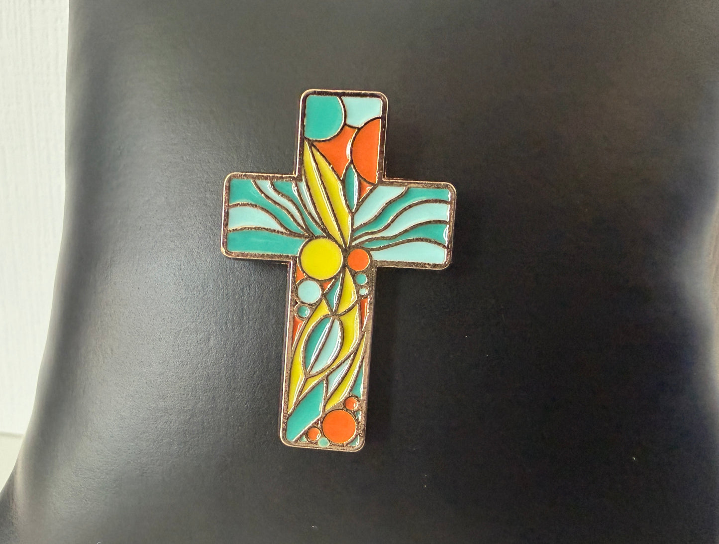 Stain glass cross pin