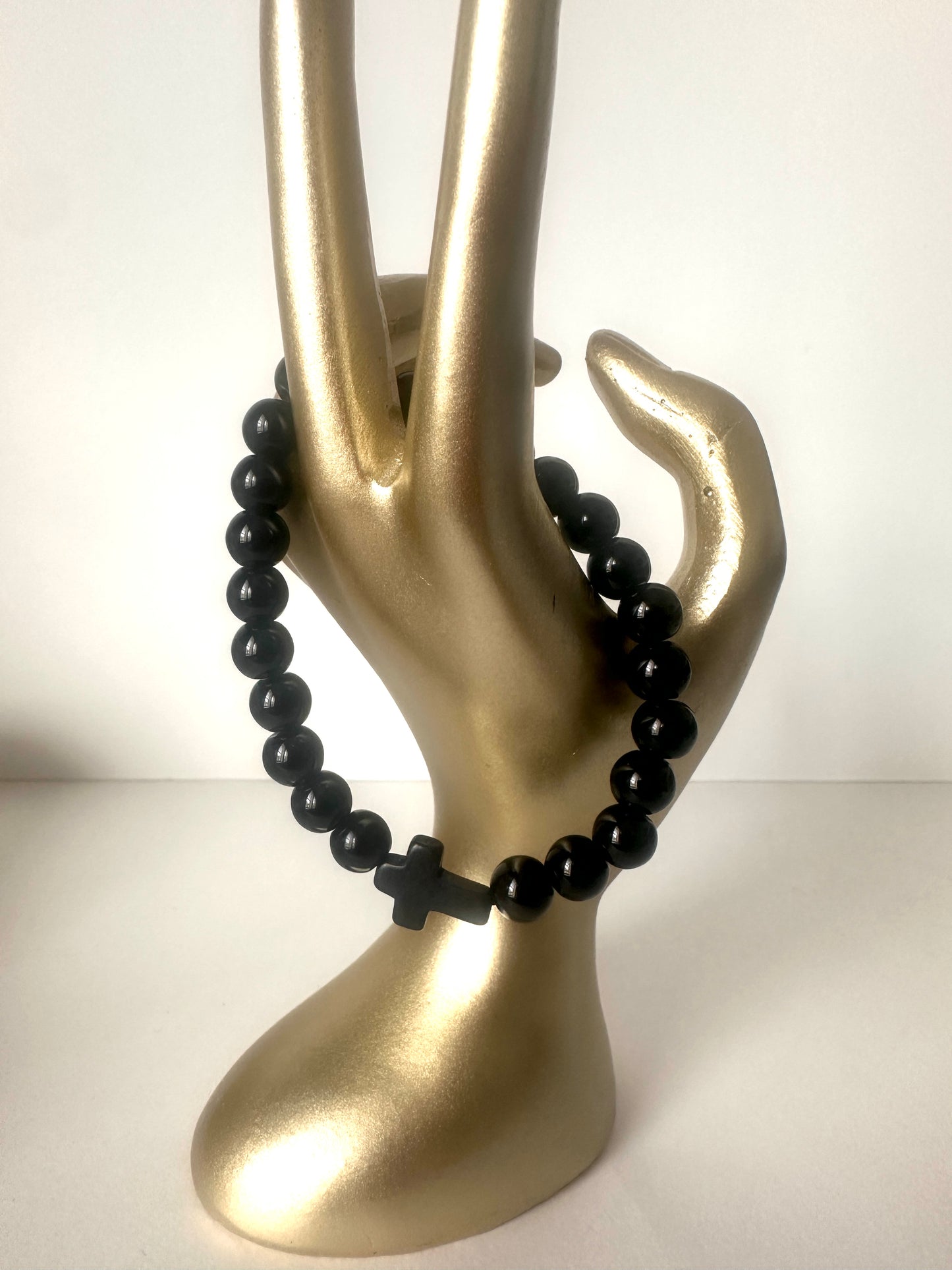 Onyx Cross bracelet