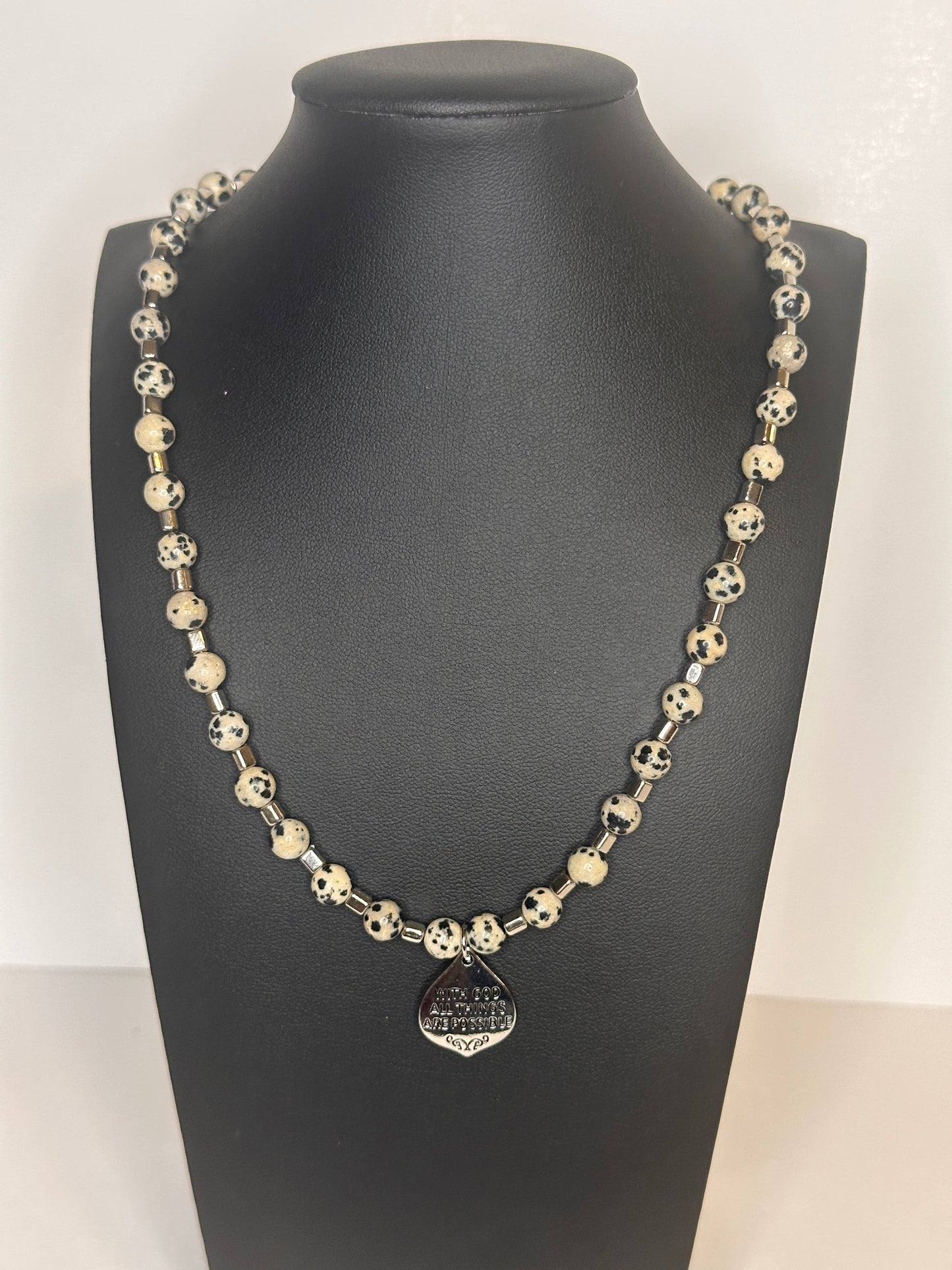 With God All Things Are Possible Spotted Beaded Necklace