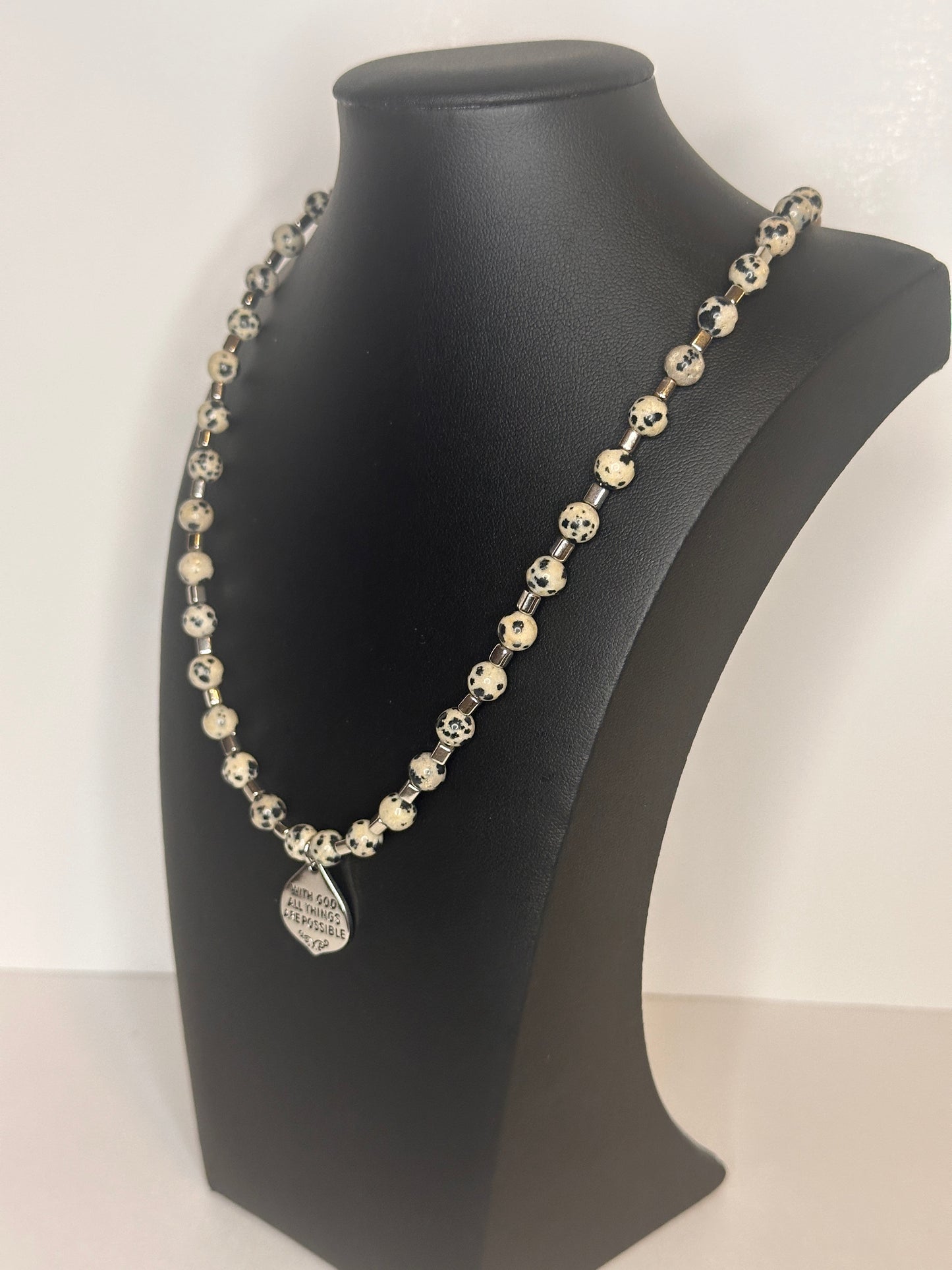 With God All Things Are Possible Spotted Beaded Necklace