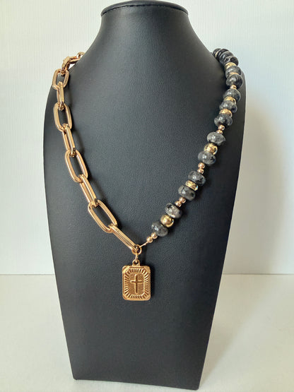 Half and half cross necklace