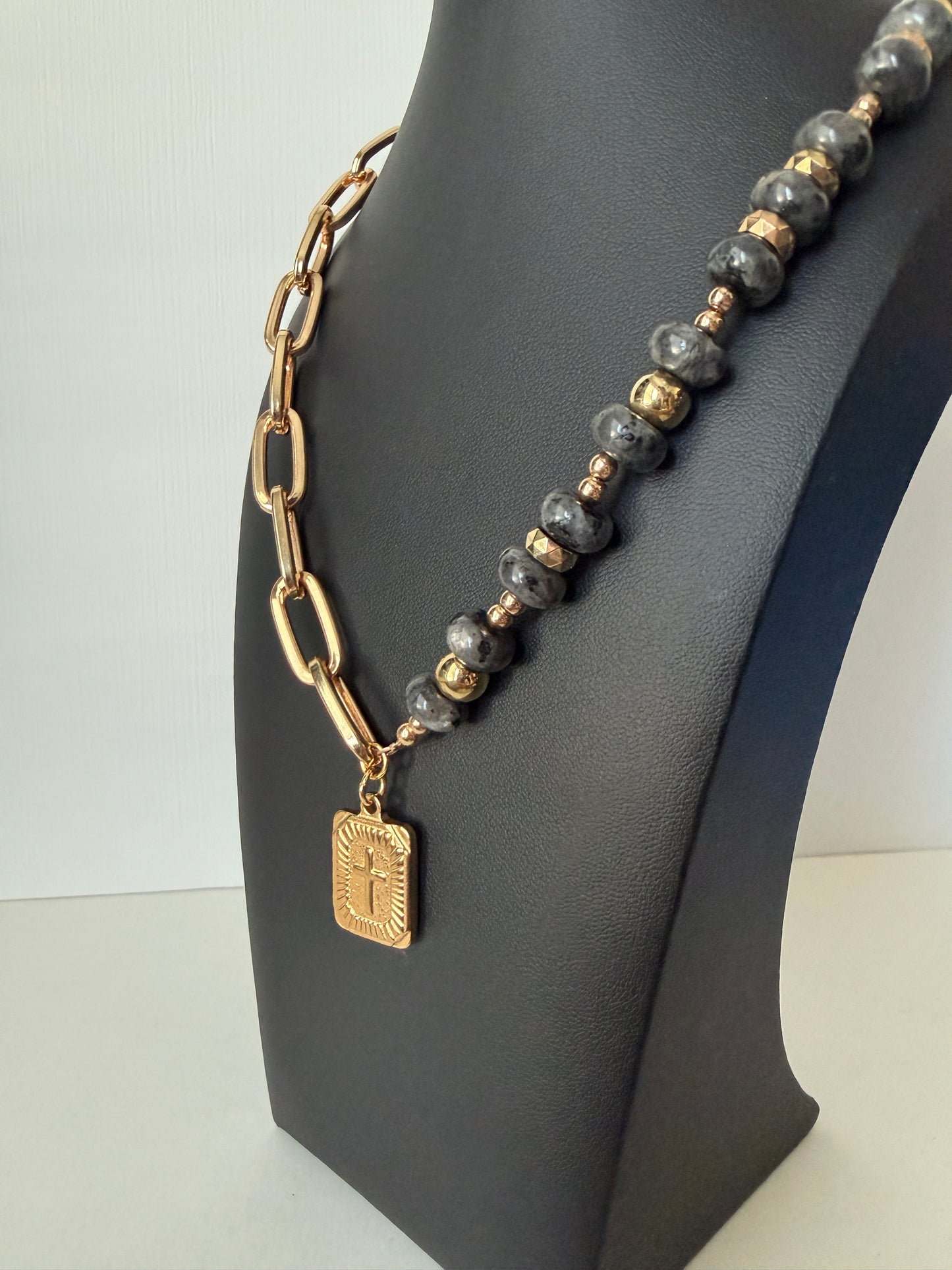 Half and half cross necklace