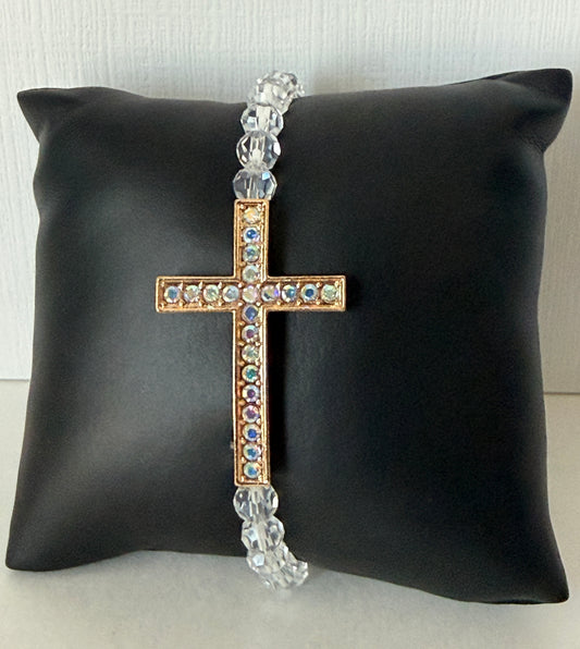 Crystal rhinestone cross bracelet