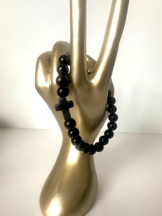 Onyx Cross bracelet