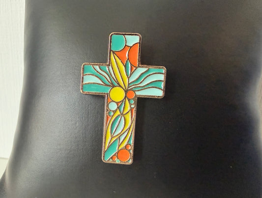 Stain glass cross pin