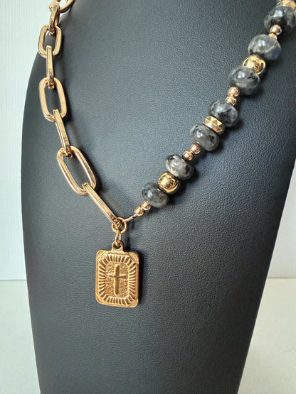 Half and half cross necklace