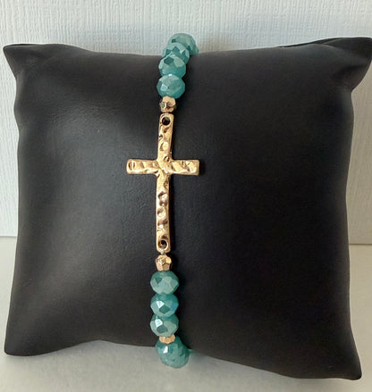 Blue crystal cross bracelet