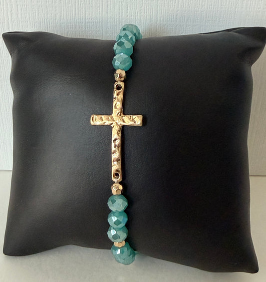 Blue crystal cross bracelet