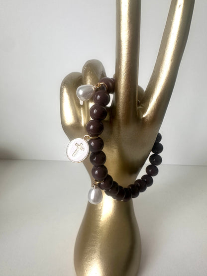 Mulberry Cross & Pearl bracelet