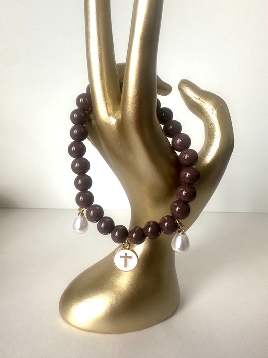 Mulberry Cross & Pearl bracelet