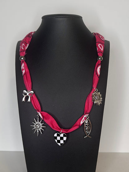 Hot Pink Bandana Charm Necklace