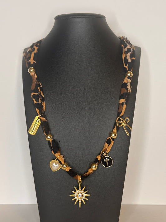 Leopard Bandana Charm Necklace