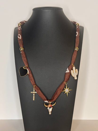 Brown Bandana Charm Necklace