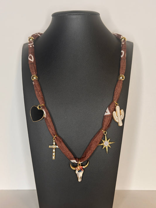 Brown Bandana Charm Necklace