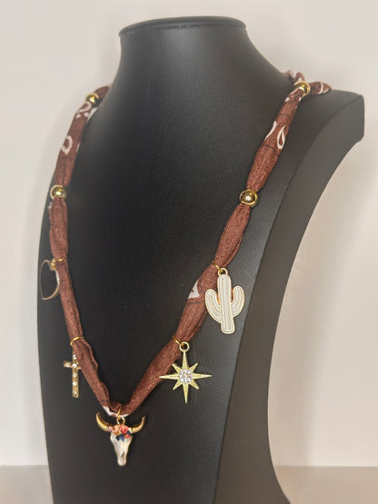 Brown Bandana Charm Necklace