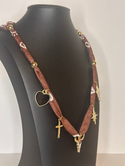 Brown Bandana Charm Necklace