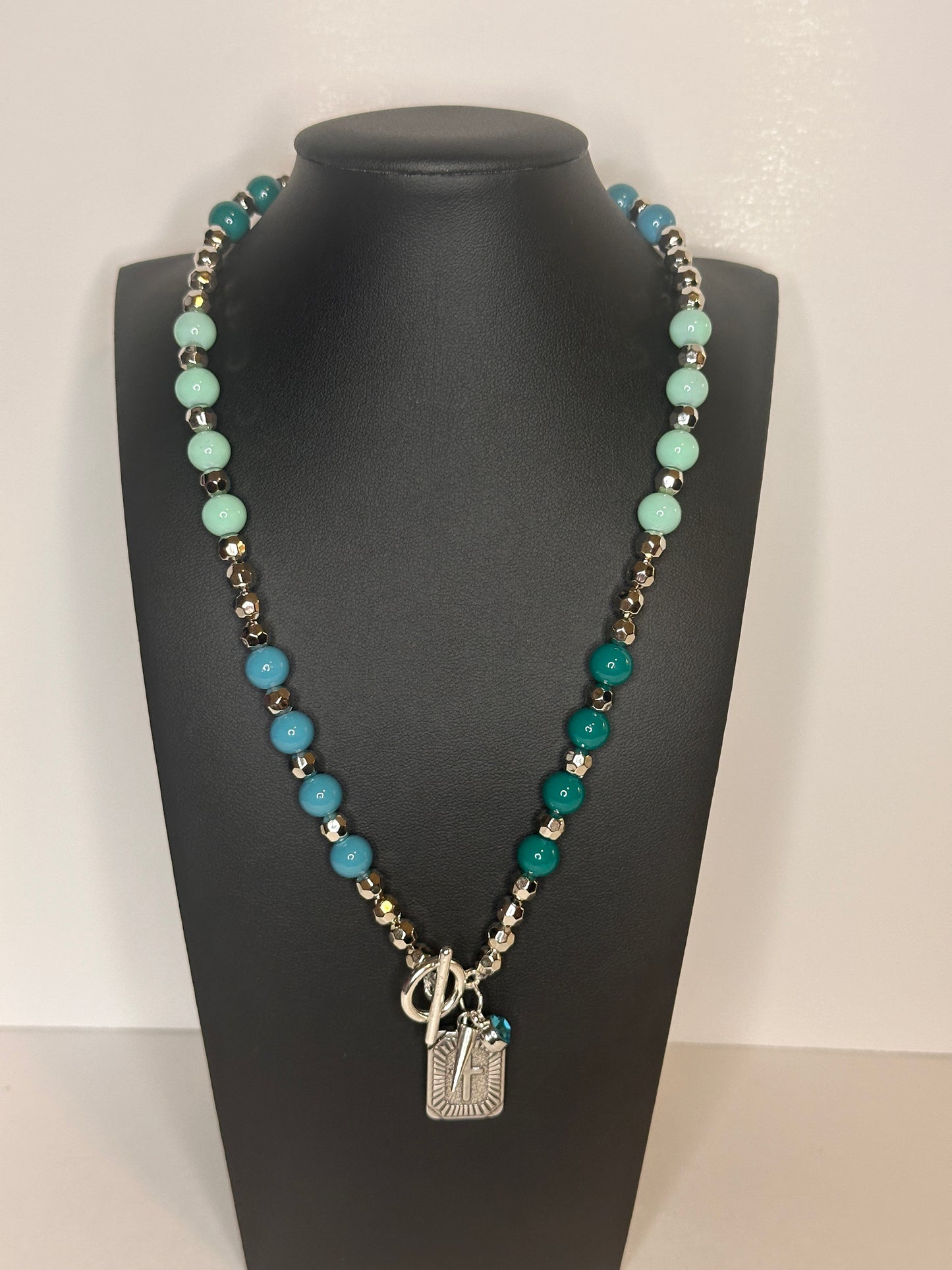 Blue Hues Beaded Charm Necklace