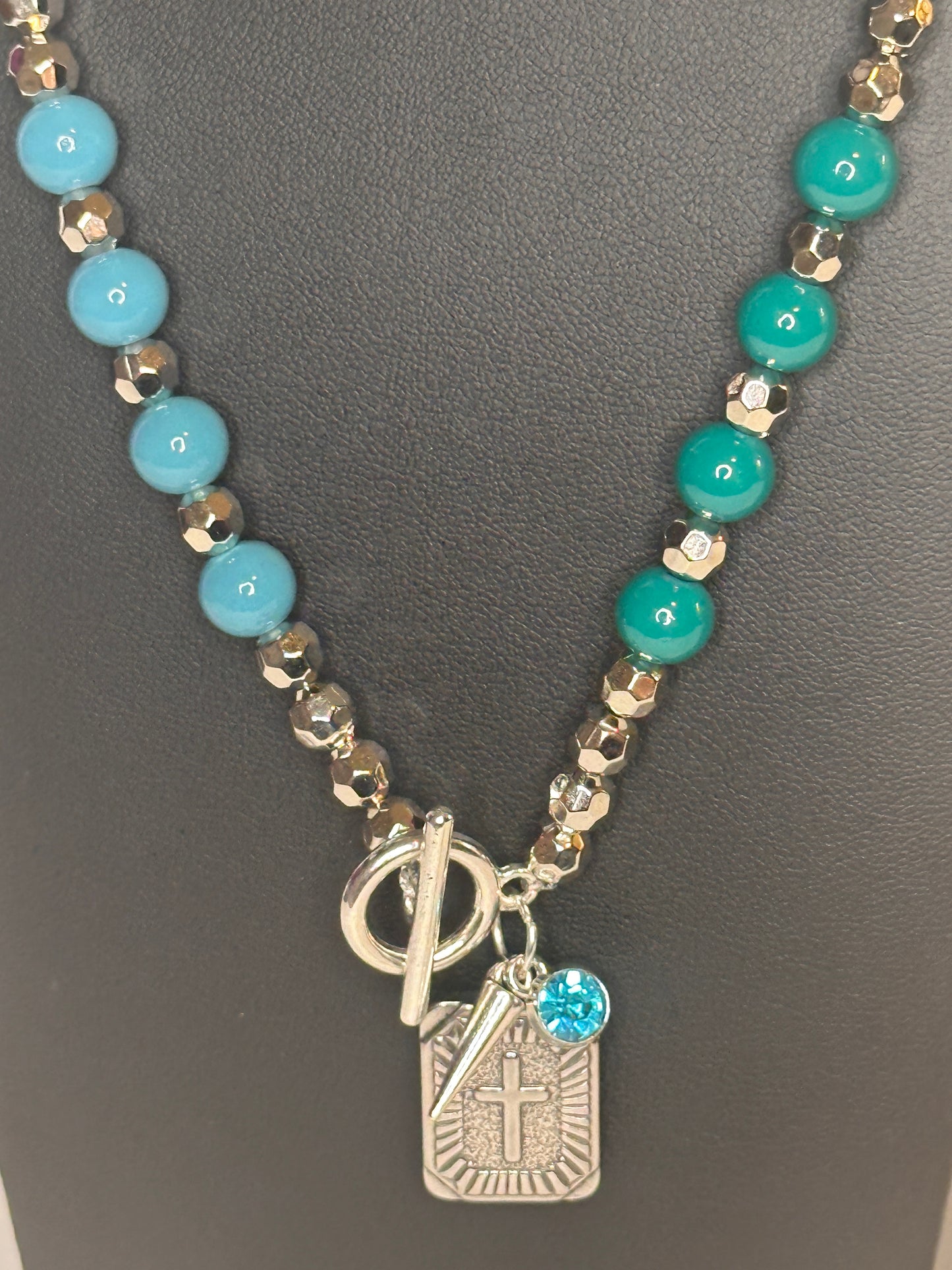 Blue Hues Beaded Charm Necklace