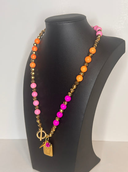 Pink Hues Beaded Charm Necklace