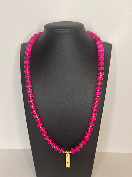 He Is Able Pink Beaded Necklace