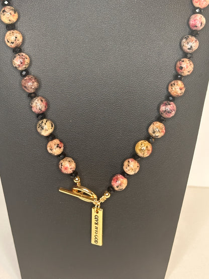 Give It To God Rhodonite Beaded Necklace