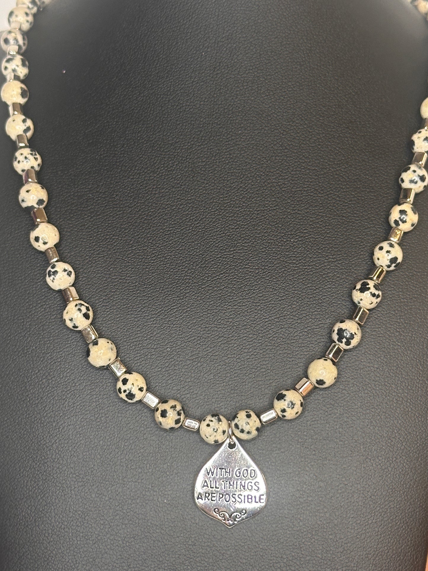 With God All Things Are Possible Spotted Beaded Necklace