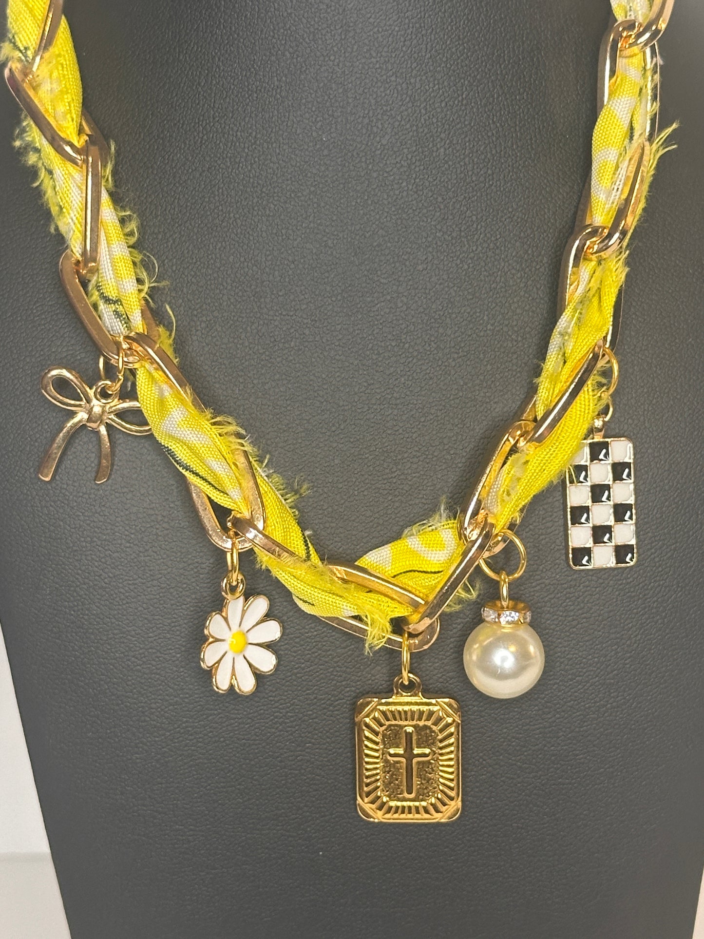 Neon Yellow Chain Charm Necklace