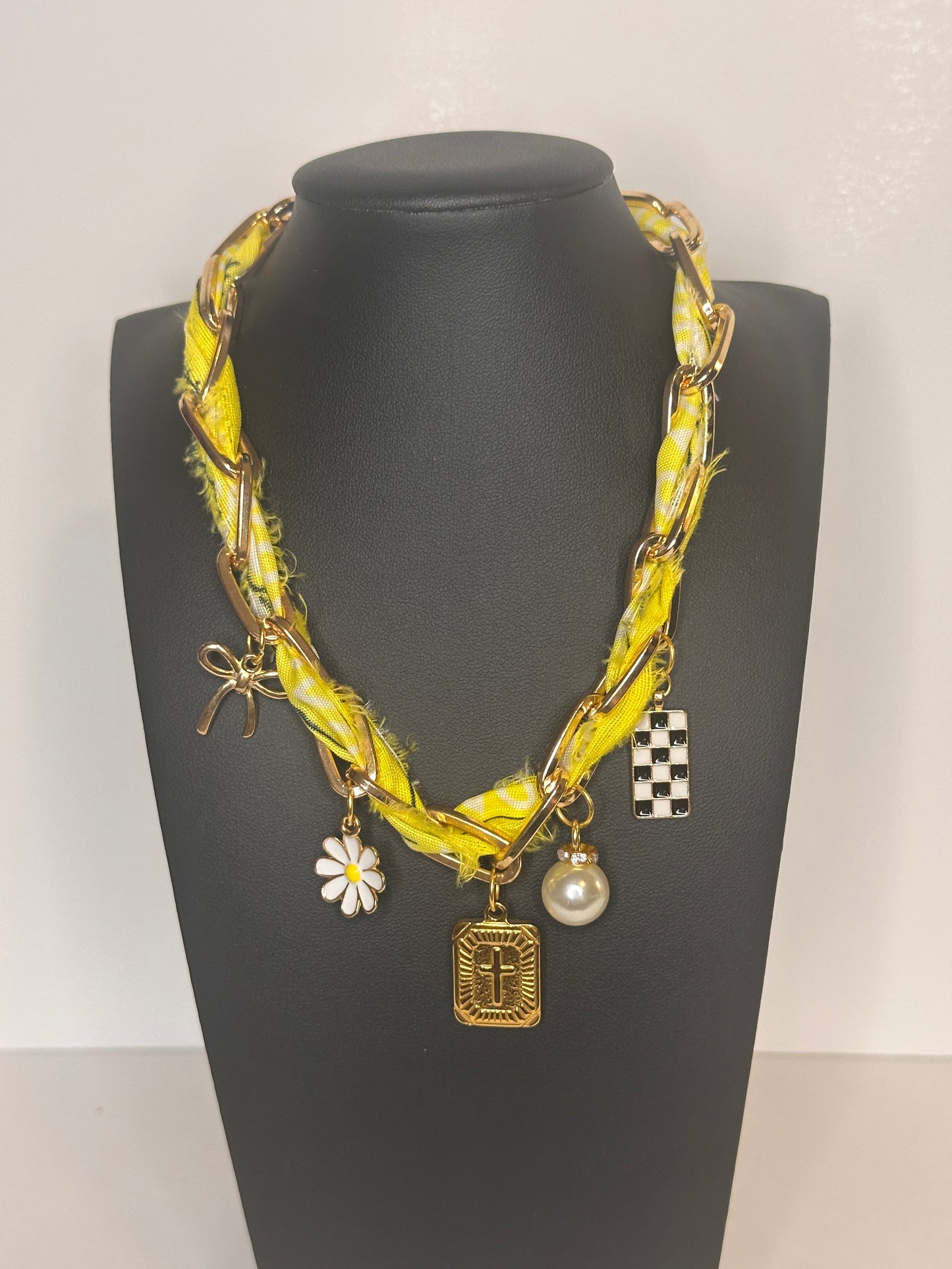 Neon Yellow Chain Charm Necklace
