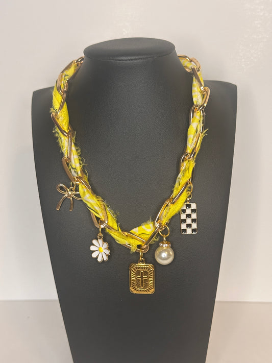 Neon Yellow Chain Charm Necklace