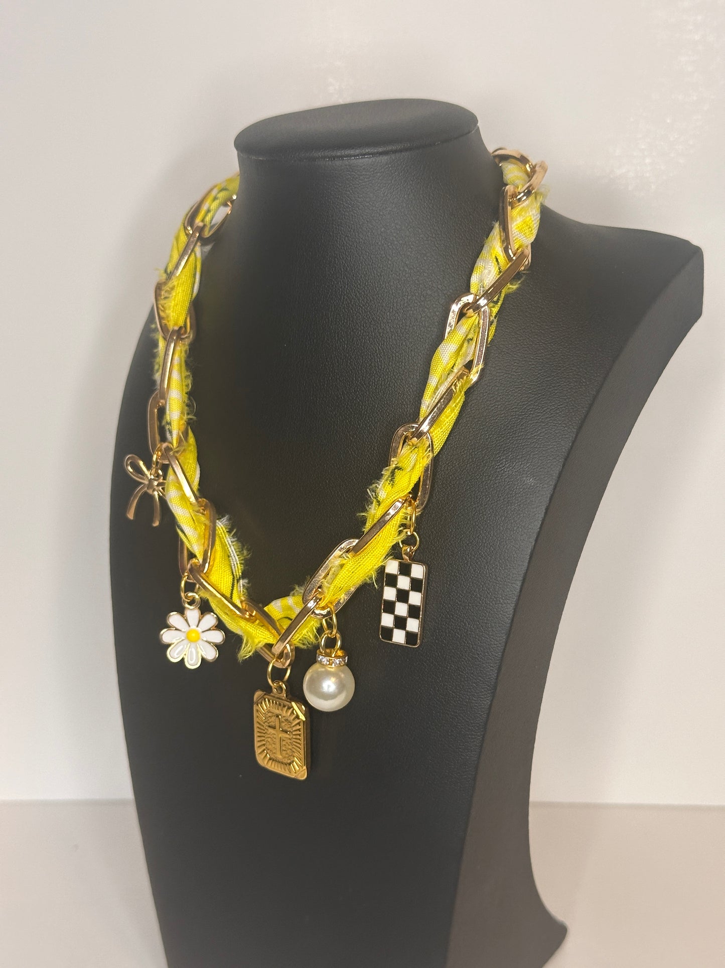 Neon Yellow Chain Charm Necklace