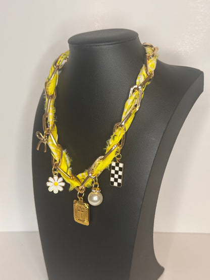 Neon Yellow Chain Charm Necklace