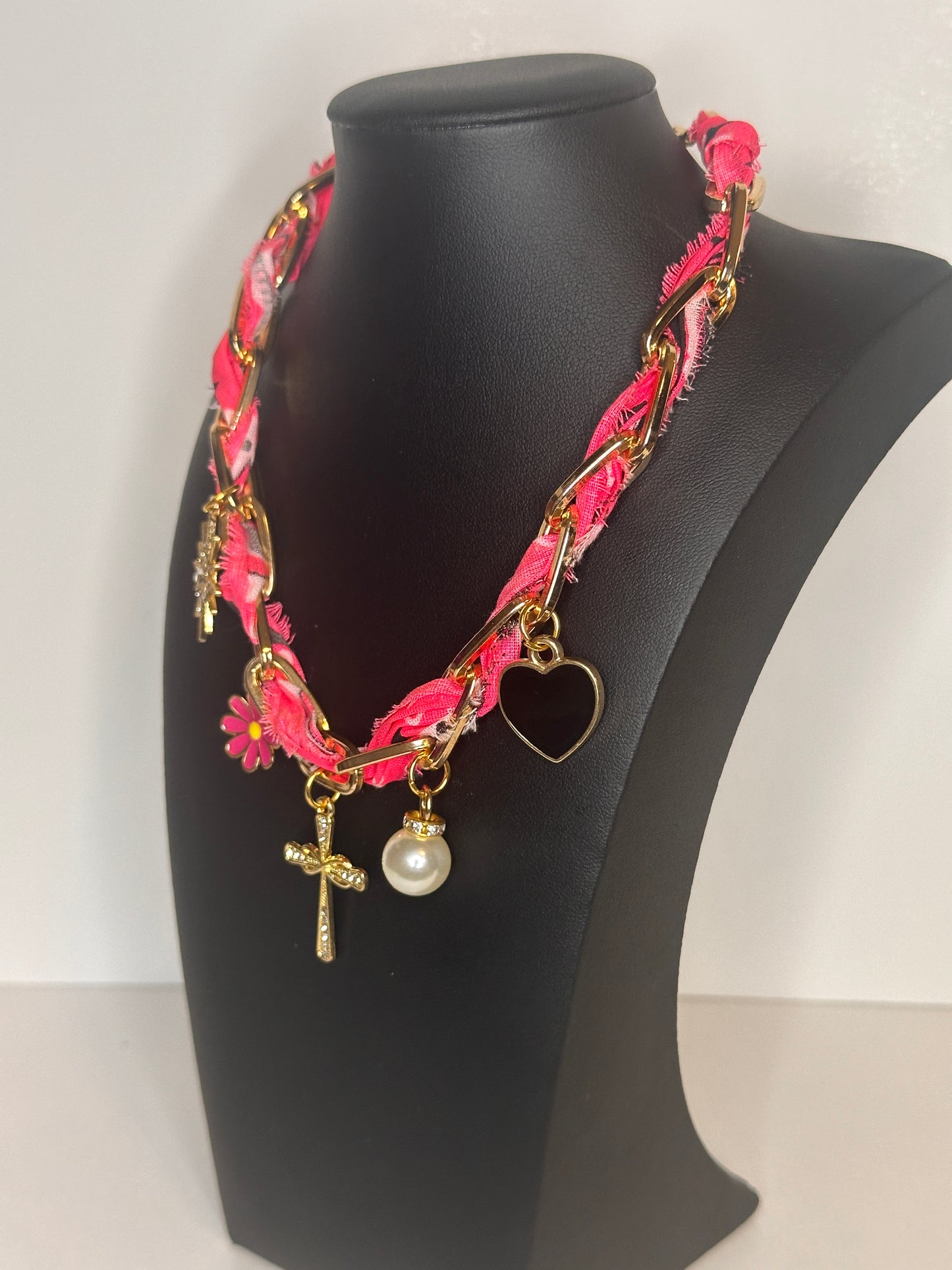 Hot Pink Chain Charm Necklace